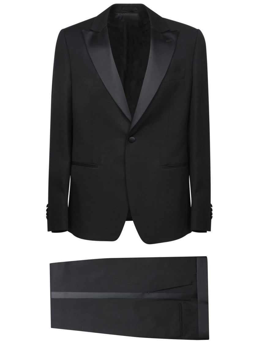 Lardini Black Suit With Peak Lapels