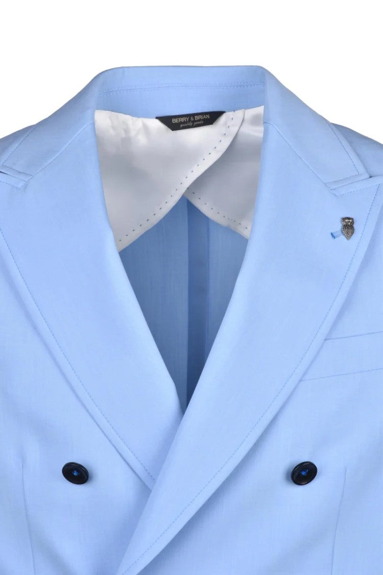 Berry & Brian Unlined Double-Breasted Jacket - Light Blue