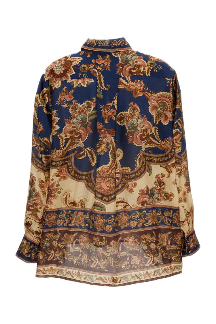 Zimmermann Navy Aster Relaxed Silk Shirt