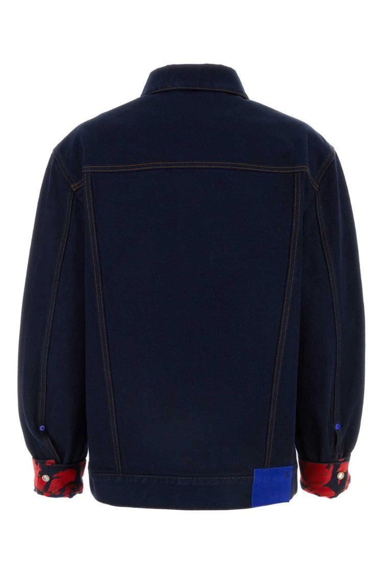 Burberry Denim Jacket With Floral-Patterned Sleeves