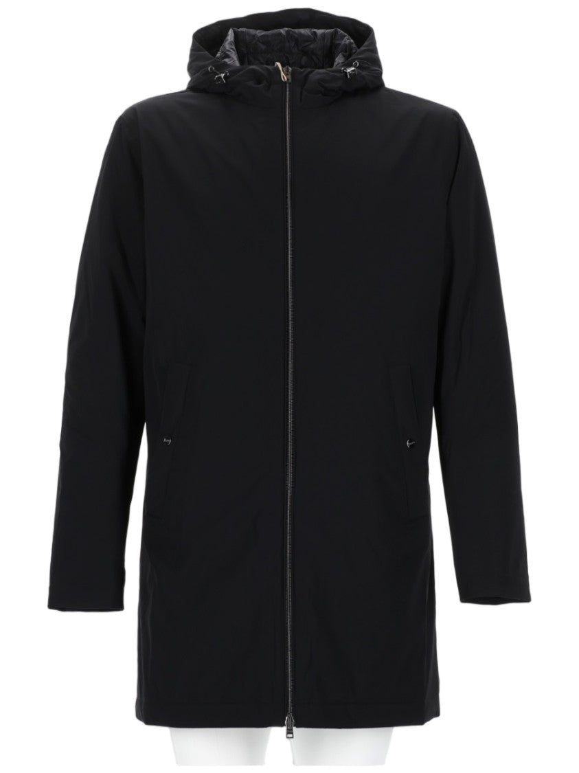 Herno Minimalist Matte Black Parka With Adjustable Hood