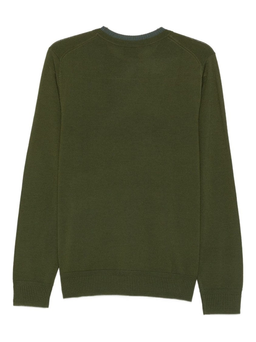 Paul Smith Olive Green Merino Wool Crew Neck Sweater