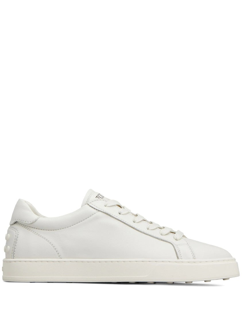 Tod's Classic White Calfskin Lace-Up Sneakers