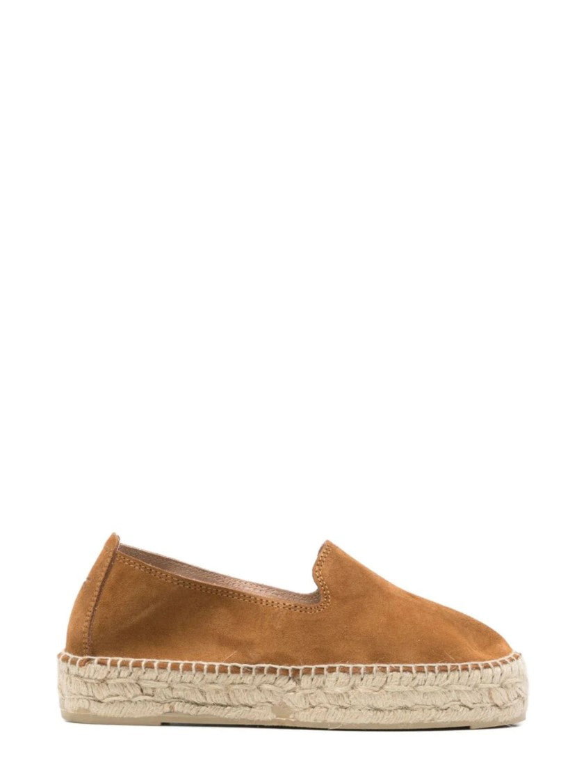 Manebi Brown Suede Braided Raffia Espadrilles