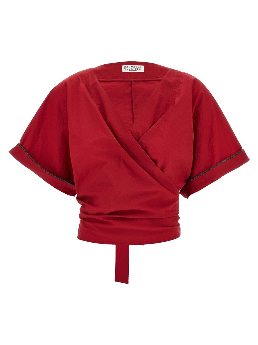 Brunello Cucinelli Crossed V-Neck Shirt With Adjustable Side Buckle