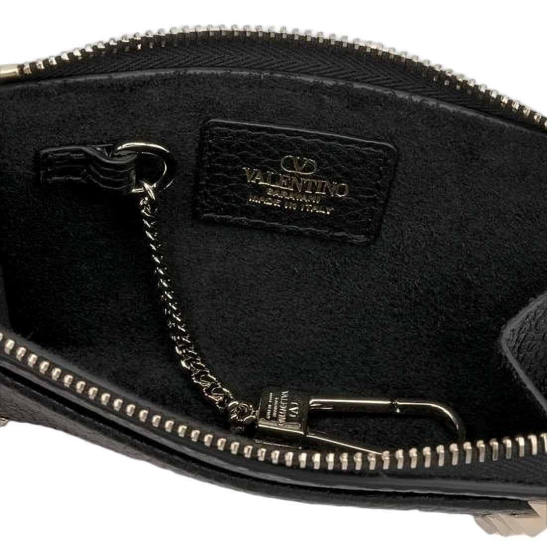 Valentino Textured Black Wallet With Pyramid Studs