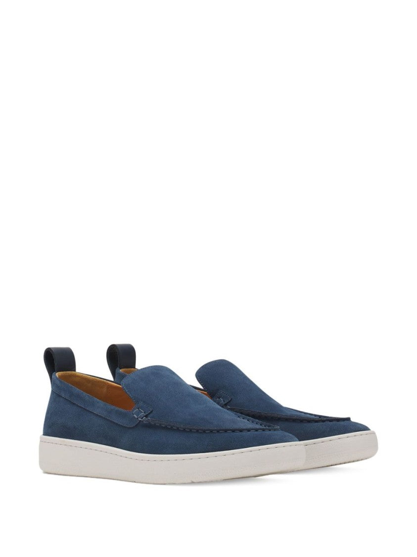 Lanvin Navy Blue Suede Slip-On Loafers