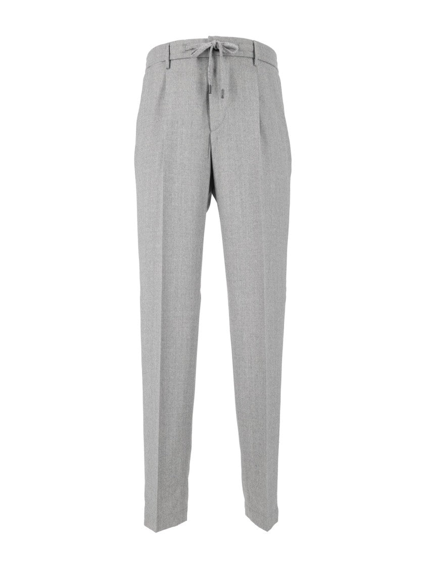 Peserico Light Grey Tailored Drawstring Formal Pants