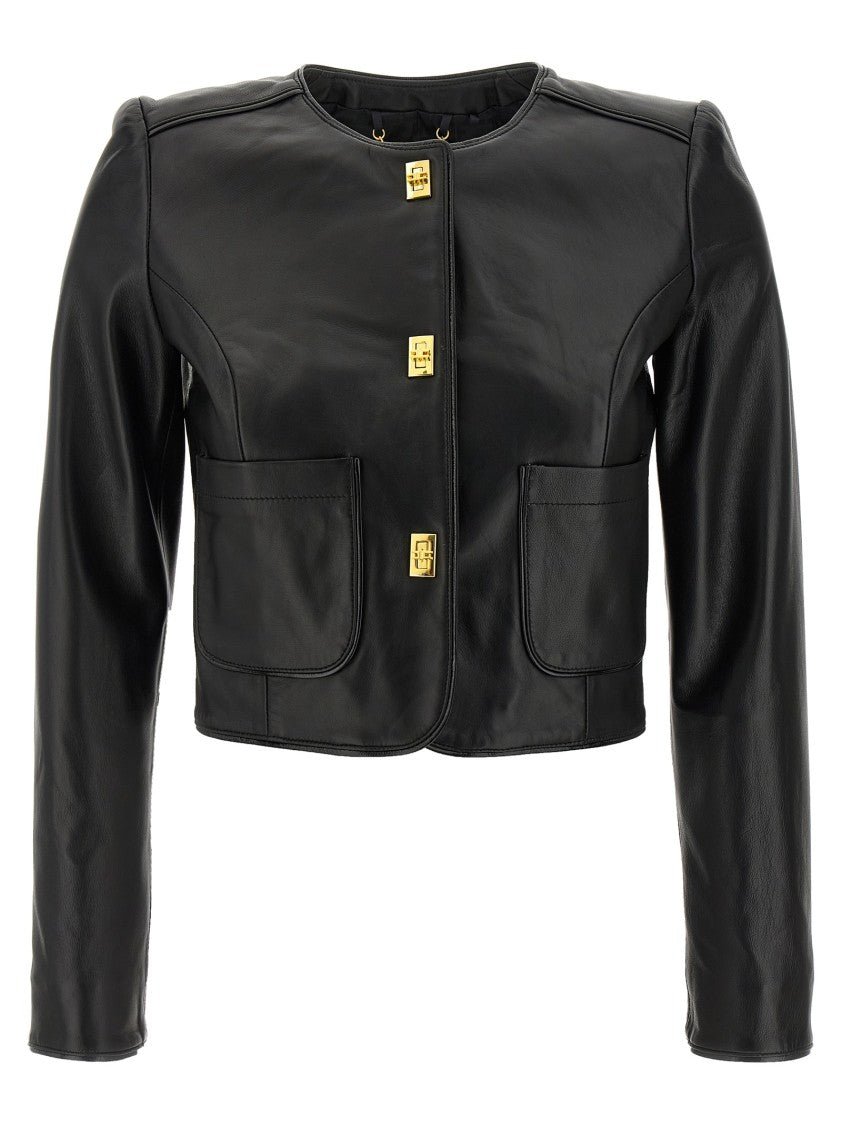 Elisabetta Franchi Cropped Leather Jacket