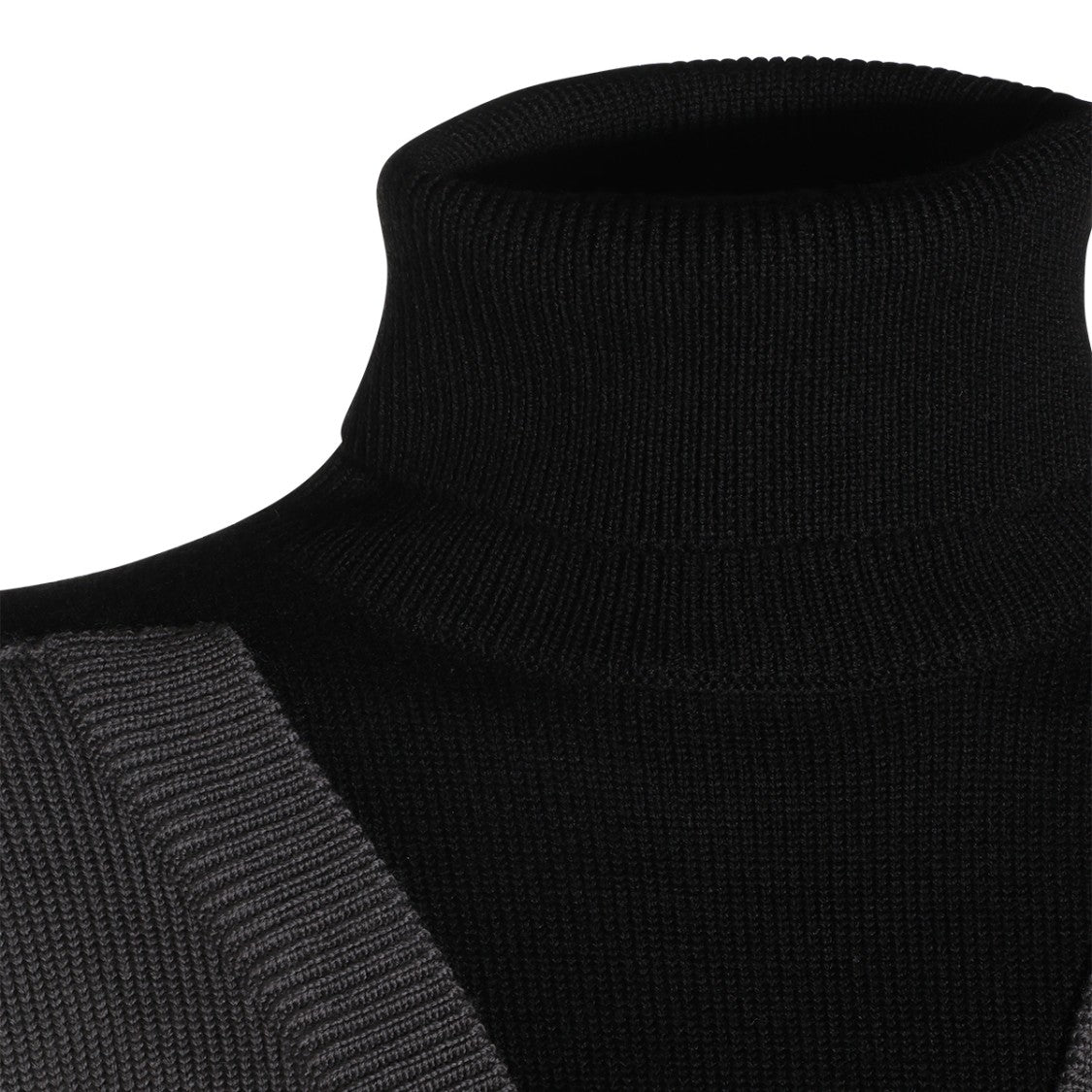 Mm6 By Maison Margiela Wool Knit Sweater With Faux V Neckline And High Turtleneck