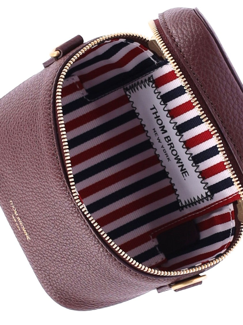 Thom Browne Bordeaux Pebbled Leather Adjustable Strap Pouch