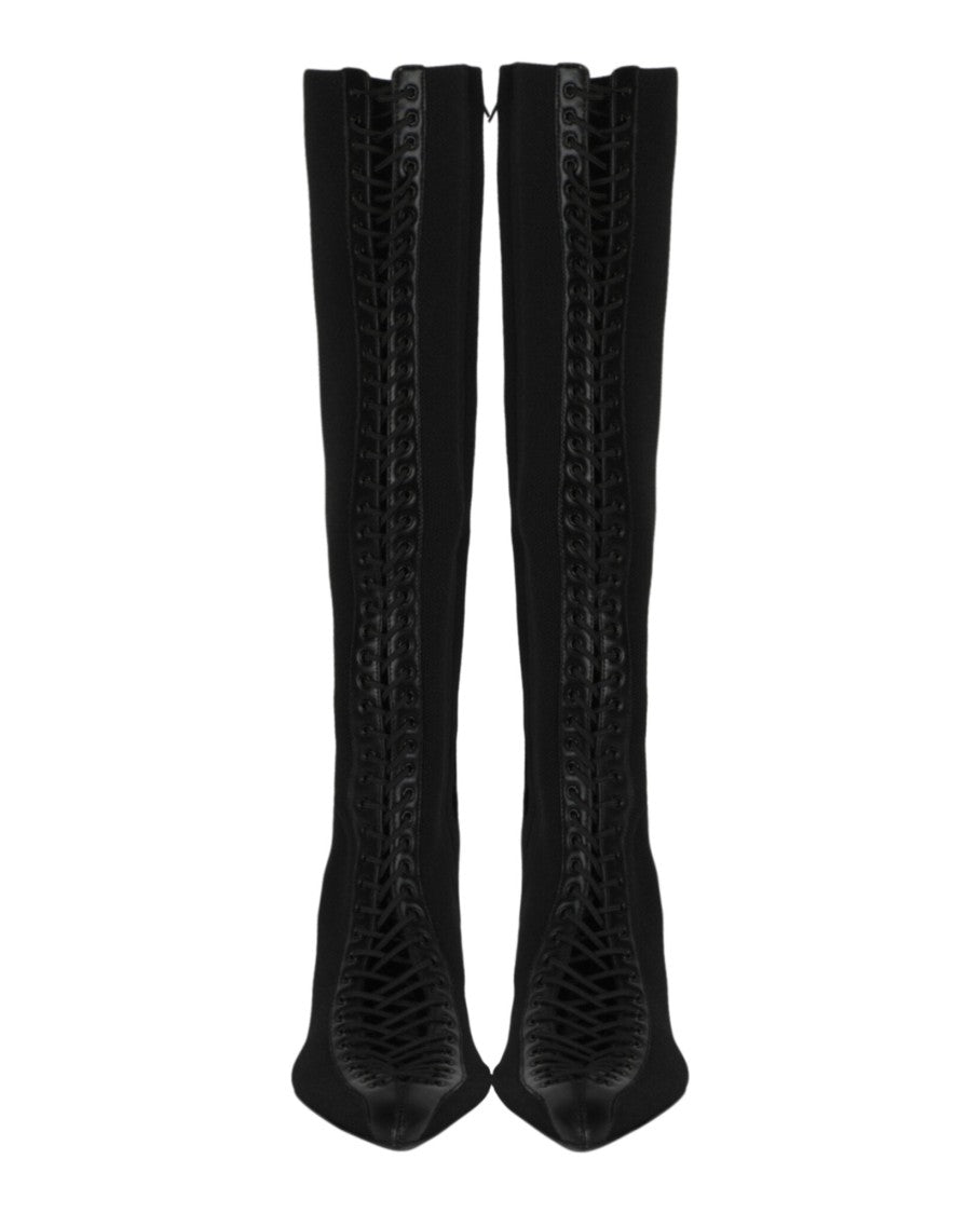 Givenchy Lace-Up Knee-High Knit Boots