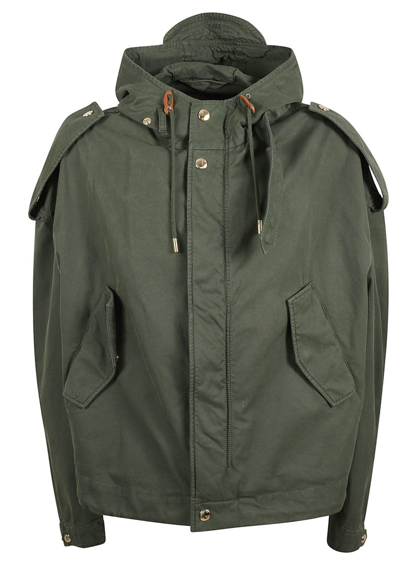Alexander Mcqueen Relaxed-Fit Green Cotton Coat With Hood