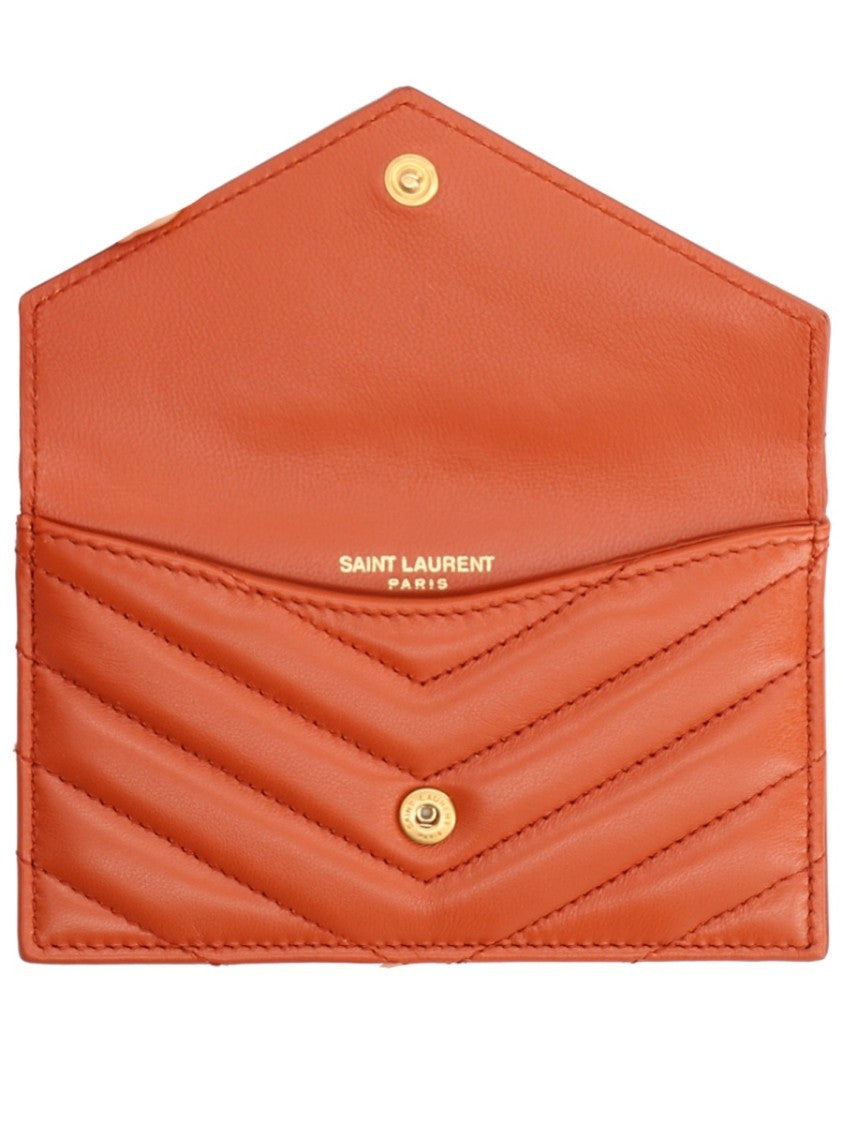 Saint Laurent Geometric Cassandras Lambskin Quilted Card Holder