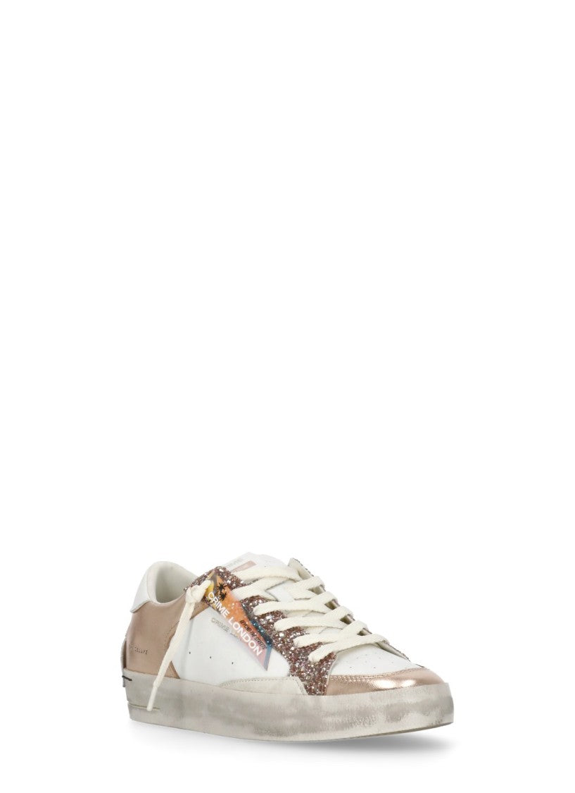 Crime London White Sk8 Deluxe Pink Strass Sneakers