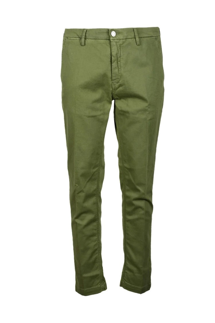 Replay Cotton Stretch Trousers With Distinctive Green Hue