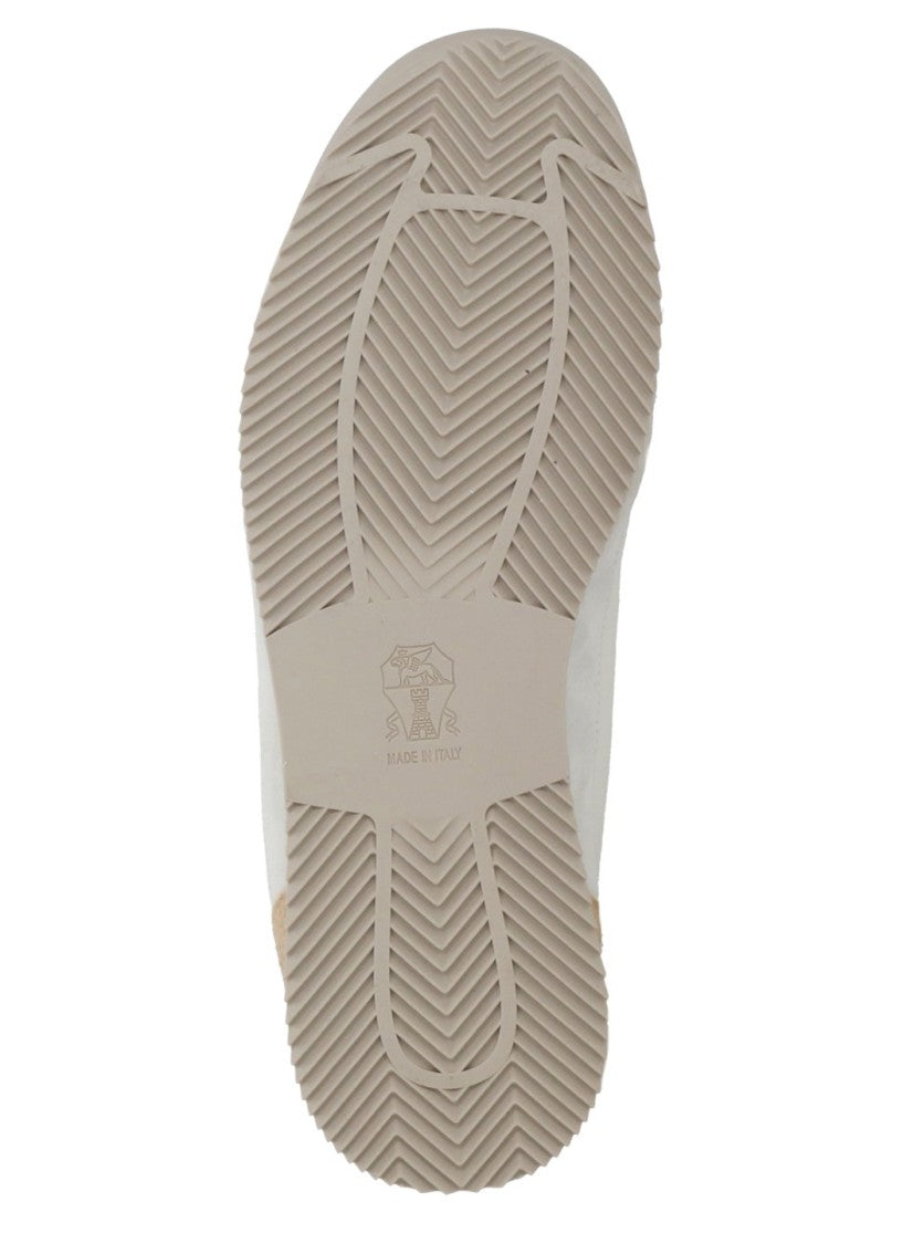 Brunello Cucinelli Ivory Leather Suede Inserts Sneakers