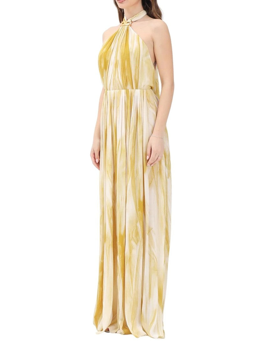 Elisabetta Franchi Curry Viscose Voile Long Dress