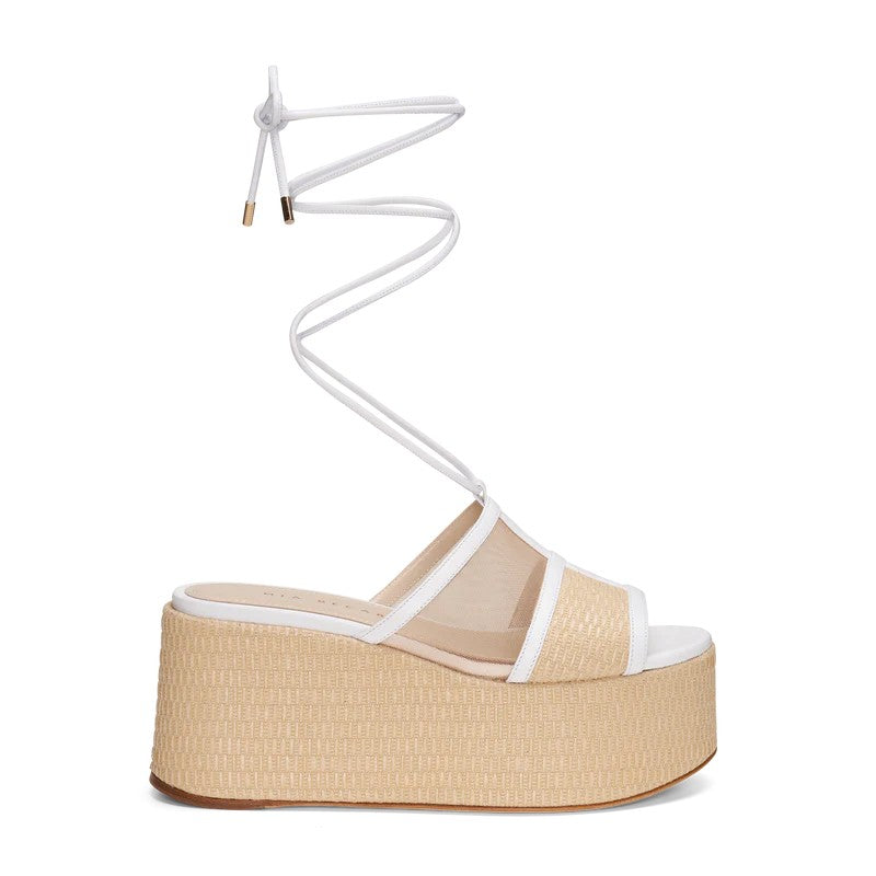 M+E' Heel Platform Sandals With Woven Base