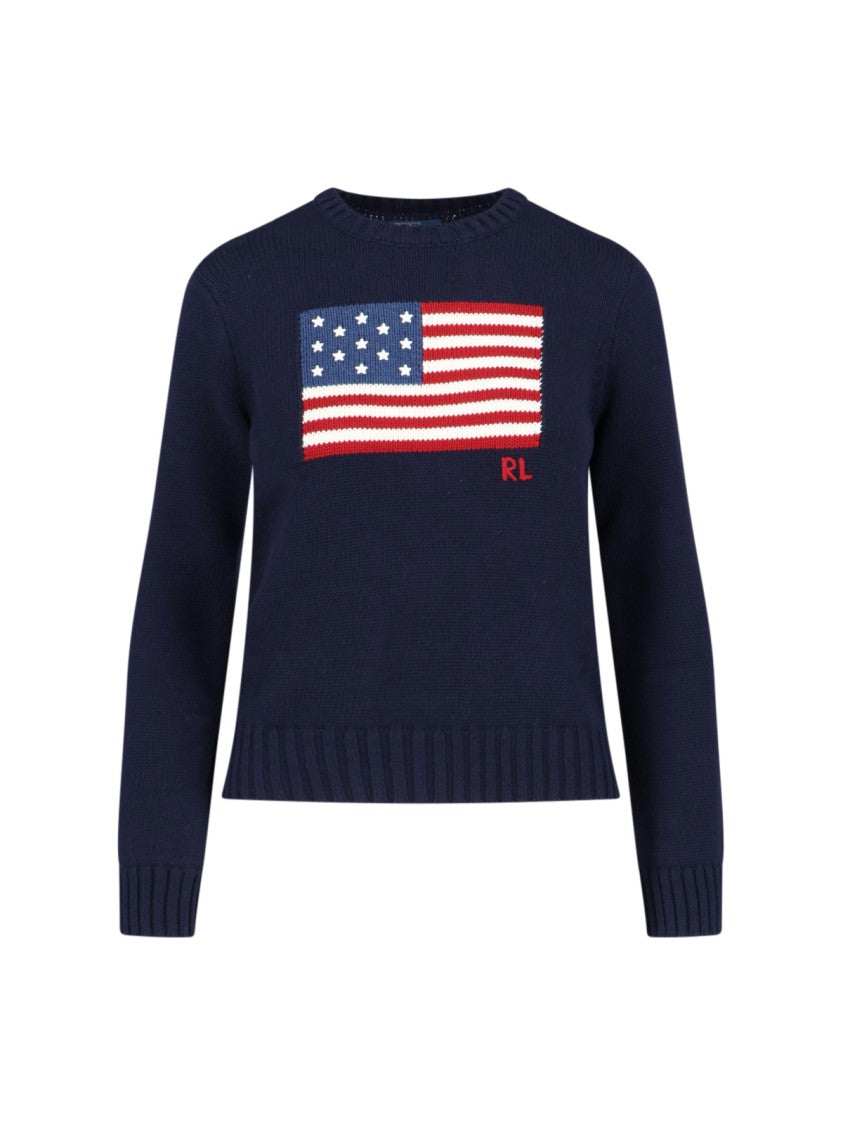Polo Ralph Lauren Navy American Flag Cotton Sweater