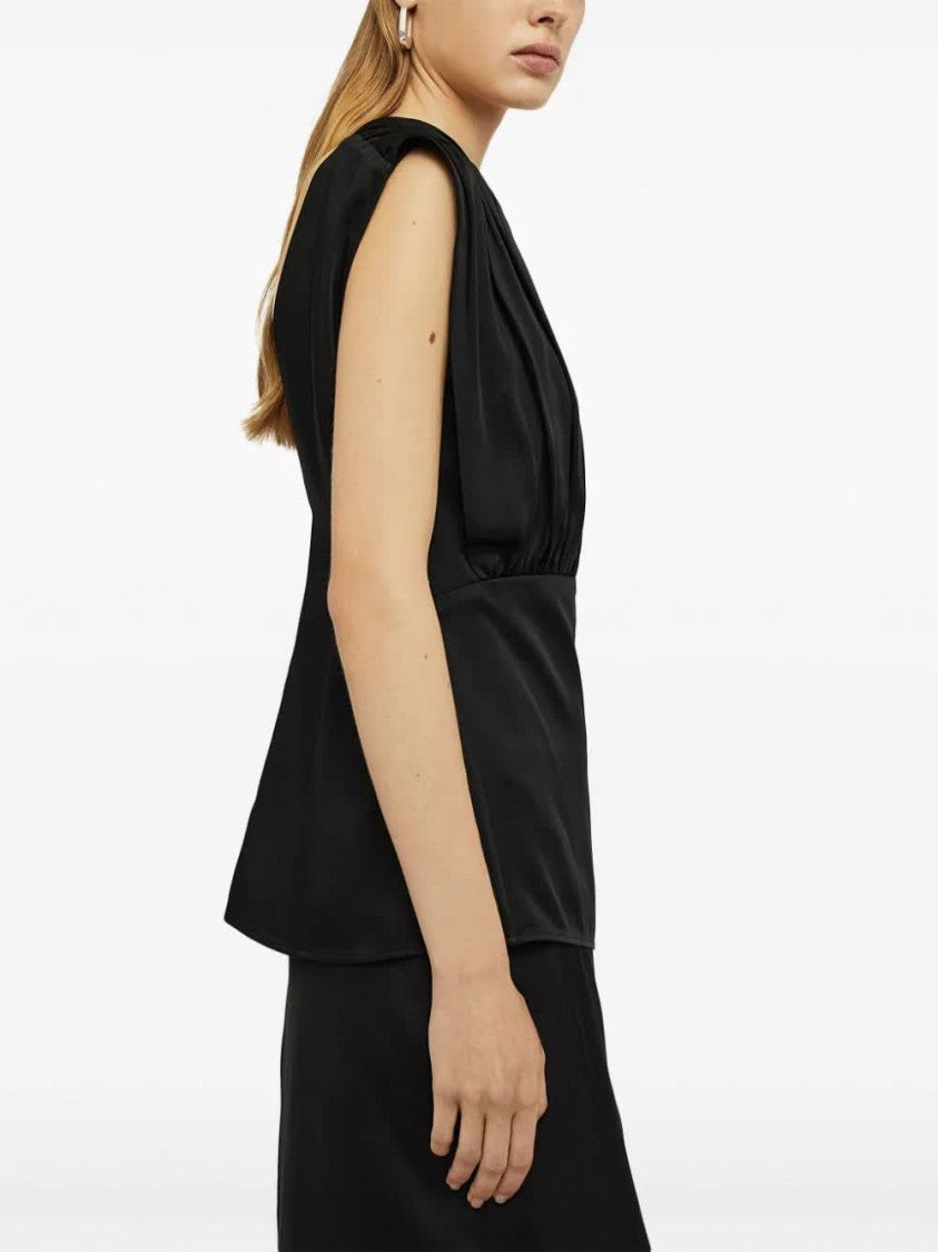 Jil Sander Black Structured Gathered Acetate Top