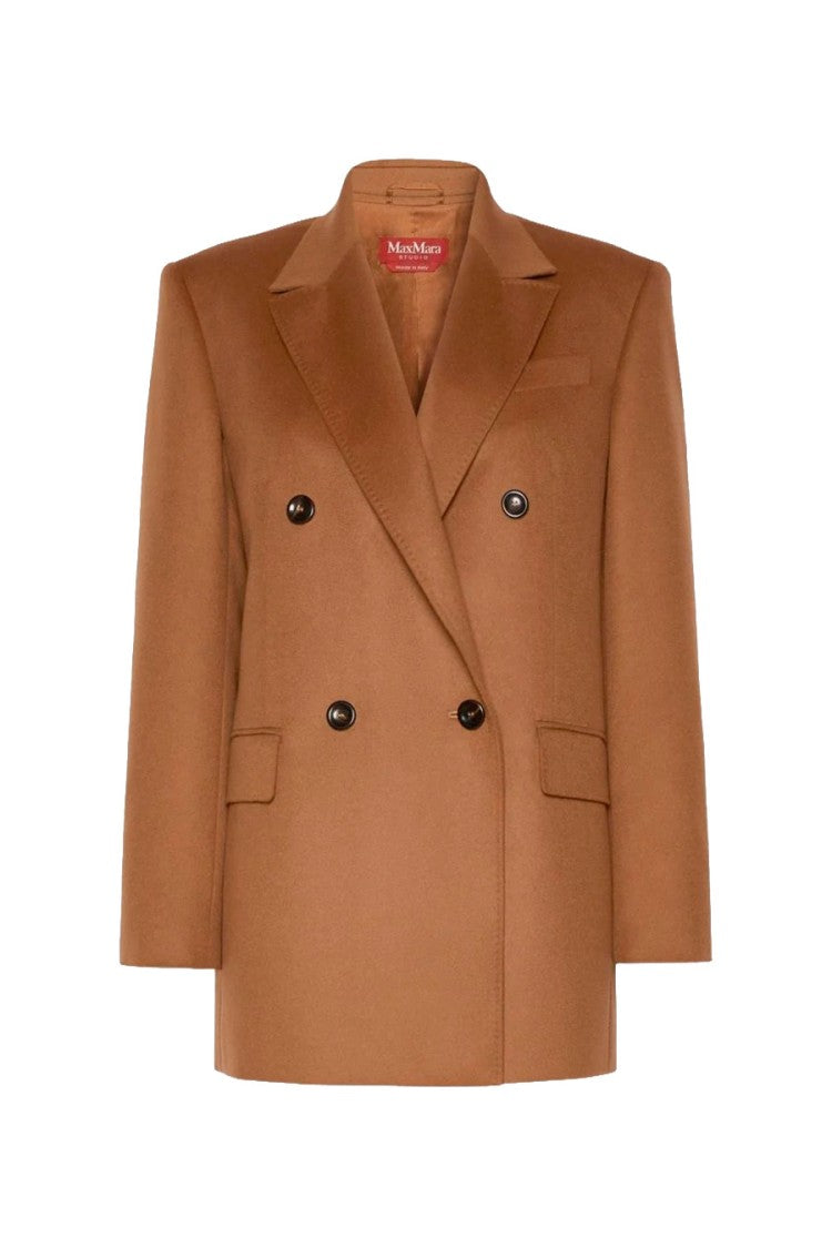 Max Mara Camel Msthobby Double-Breasted Virgin Wool Blazer