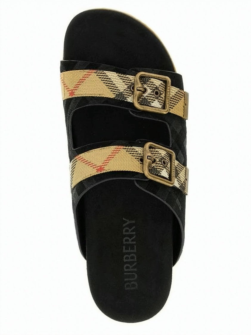 Burberry Classic Check Pattern Suede Sandals