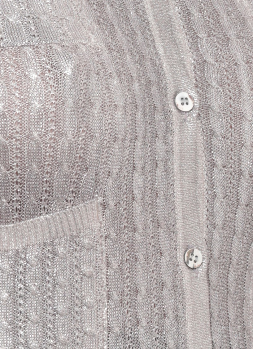 Avant Toi Silver Cotton Crewneck Cardigan