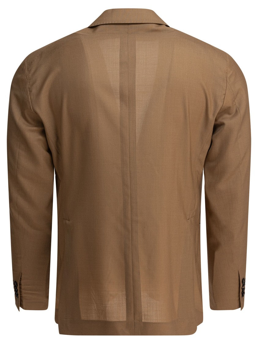 Tagliatore Beige Two-Button Jacket With Notch Lapels