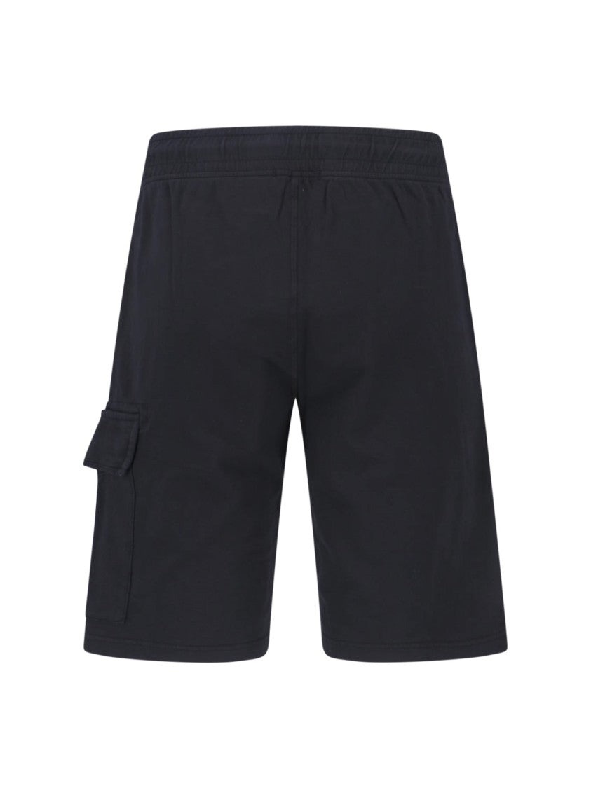 C.P. Company Straight Cut Black Shorts With Structured Waistband