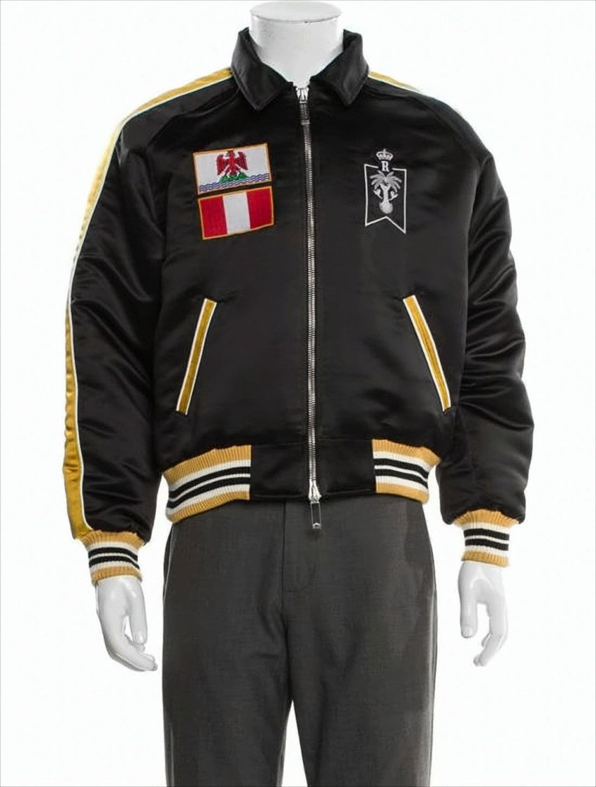 Rhude Graphic-Accented Black Jacket With Mustard Highlights