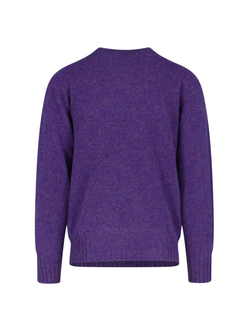 Howlin Crewneck Sweater In Dense Shetland Wool With Ribbed Finishes