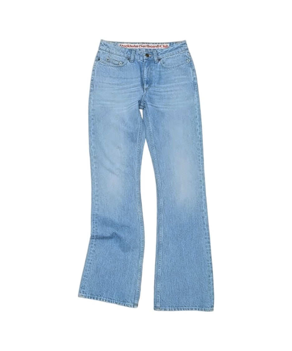 Stockholm Surfboard Club Light Blue Denim Pants With Flared Leg