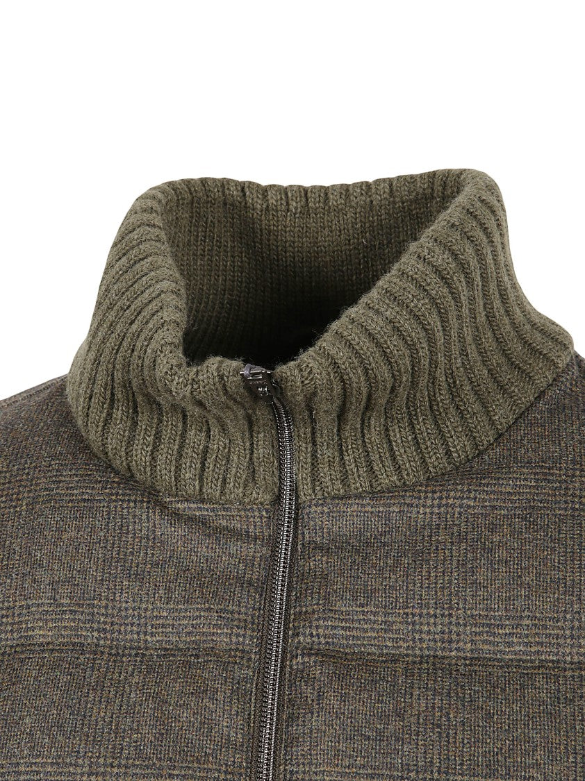 Herno Prince Of Wales Checked Down Jacket With Wool And Cashmere Blend
