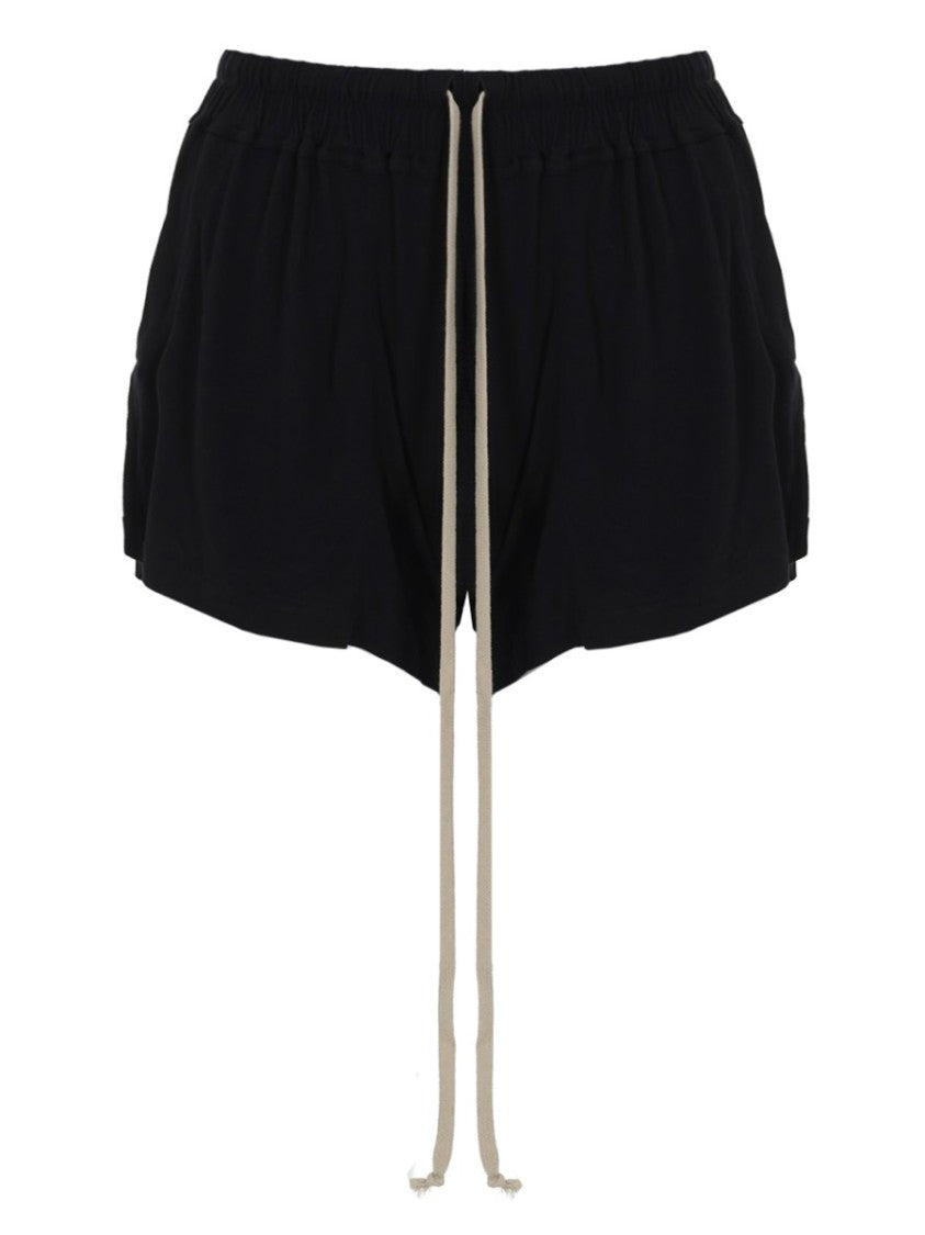 Rick Owens X Lilies Boxers Viscose Gathered Long Drawstring Shorts