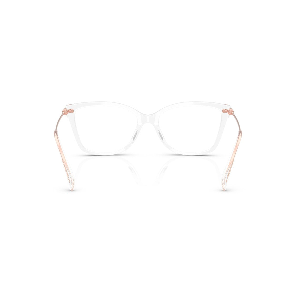 Michael Kors 0Mk4150u Transparent Acetate Cat-Eye Eyeglasses With Rose Gold Temples