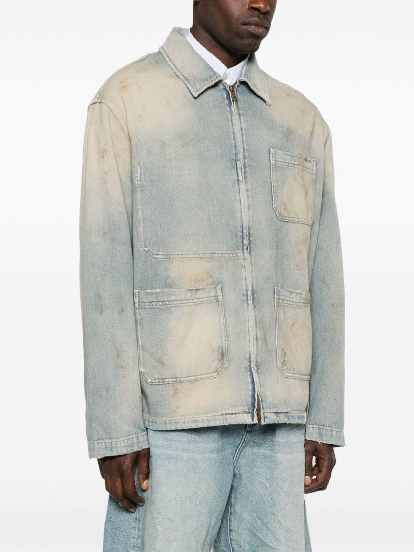 Golden Goose Light Blue Zip-Fastening Shirt With Utility Pockets
