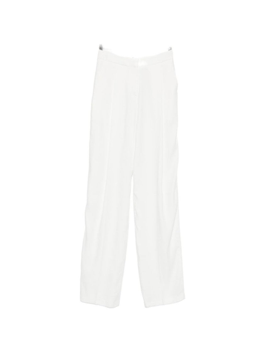 Elisabetta Franchi Ivory Trousers With Front Pleats And Concealed Fastening