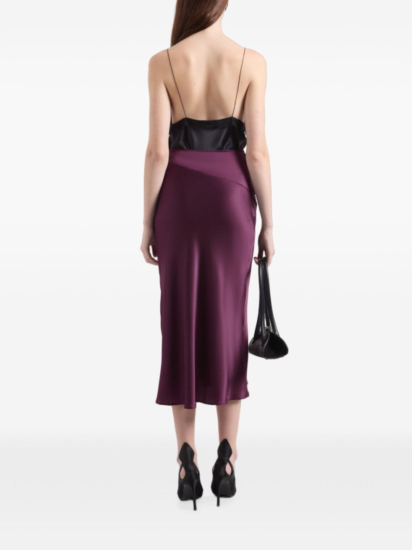 Nina Ricci Midi Skirt With Asymmetrical Draped Detail In Rich Plum
