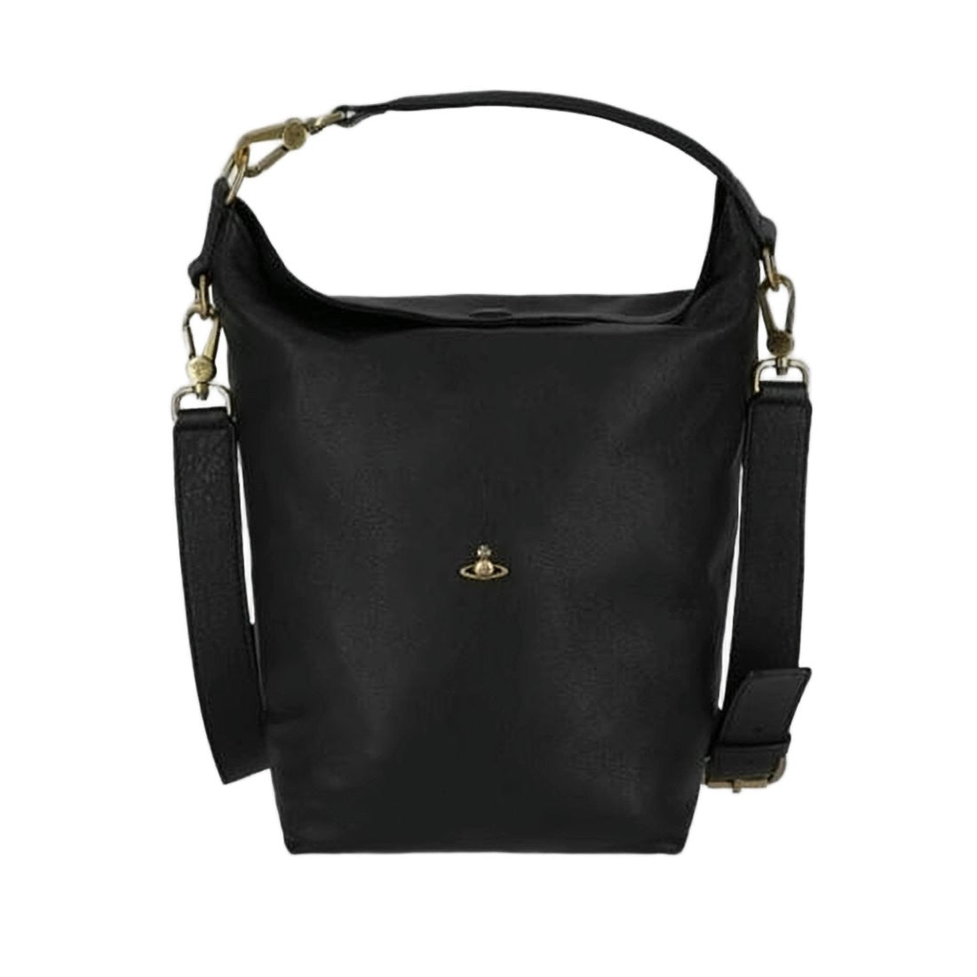 Vivienne Westwood Structured Black Polyurethane Crossbody Bag