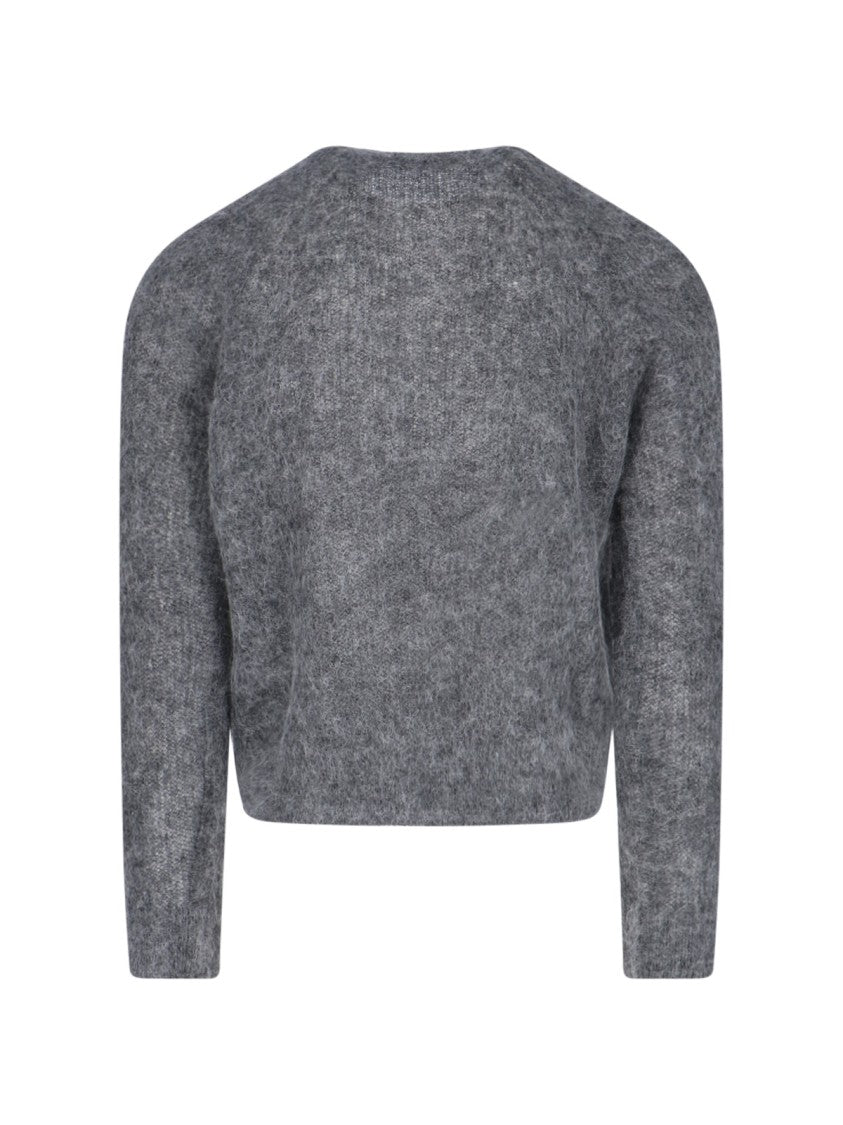 Tonywack Cropped Grey Cardigan In Mohair