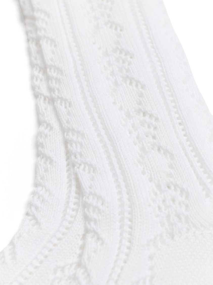 Valentino White Cotton Socks With Vlogo Signature And Crochet Knit Texture