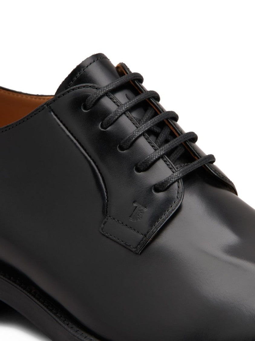 Tod's Low Black Calfskin Lace-Up Shoes