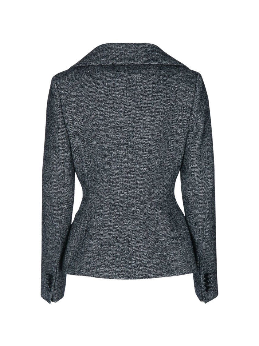 Christian Dior Speckled Fitted Tailored Blazer