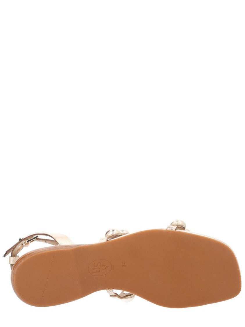 Ash Gold Regy Studded Metallic Flat Sandals
