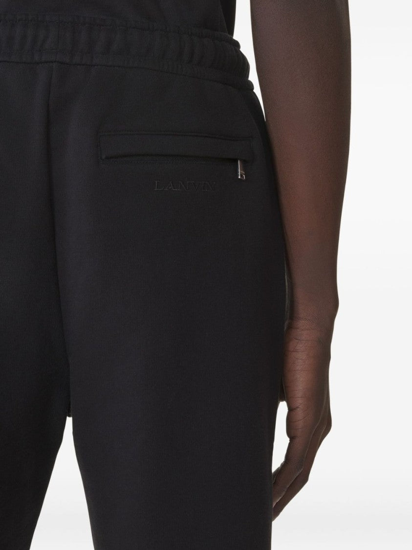Lanvin Black Minimalist Straight Leg Cotton Trousers
