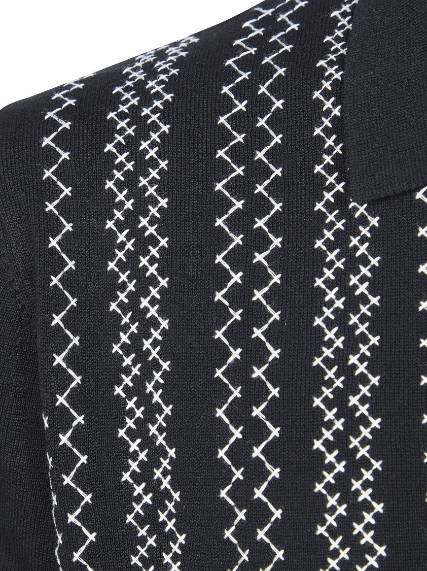 Paolo Pecora Short Sleeve Bowling Cable-Knit Cardigan