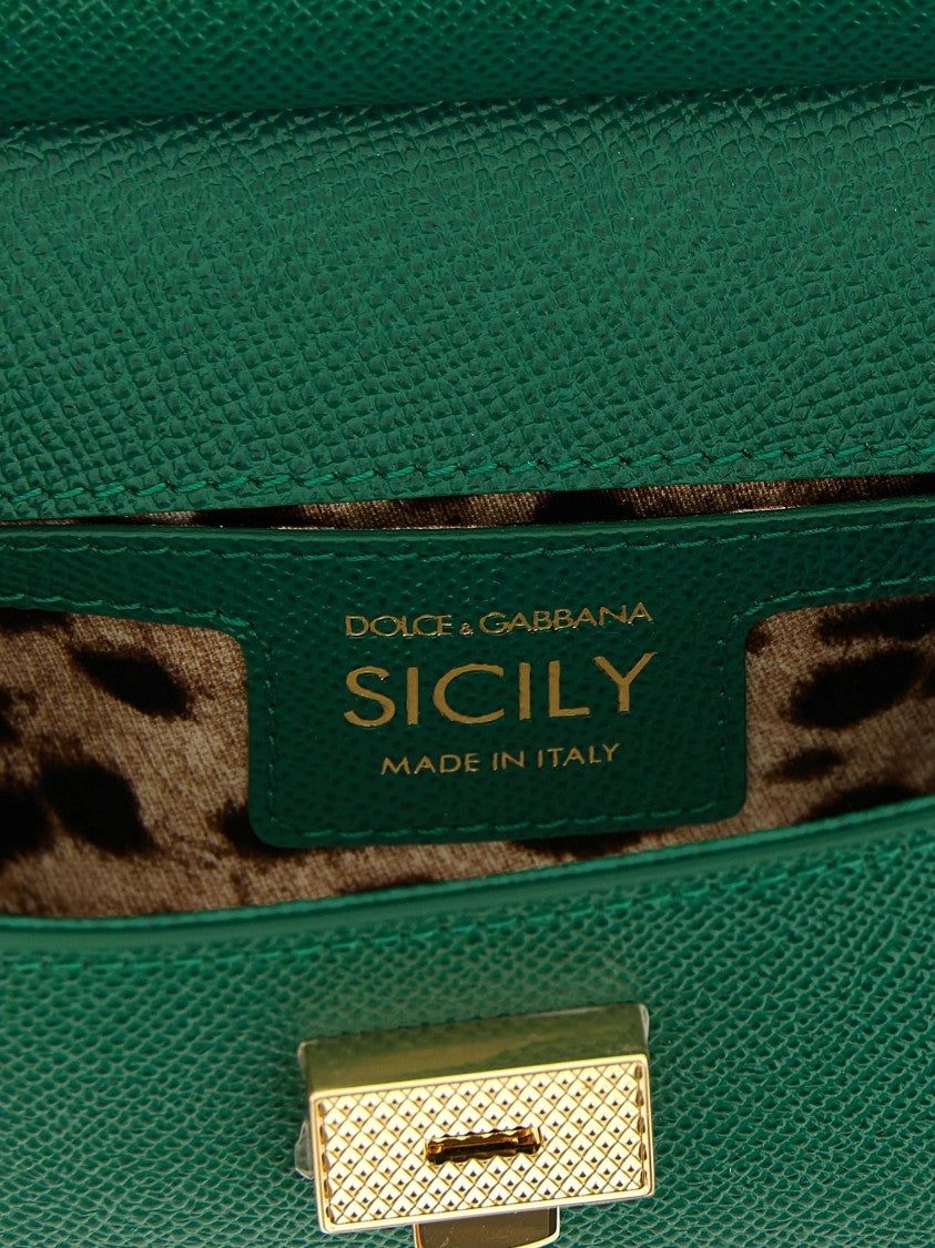 Dolce & Gabbana Green Textured Calf Leather Shoulder Bag