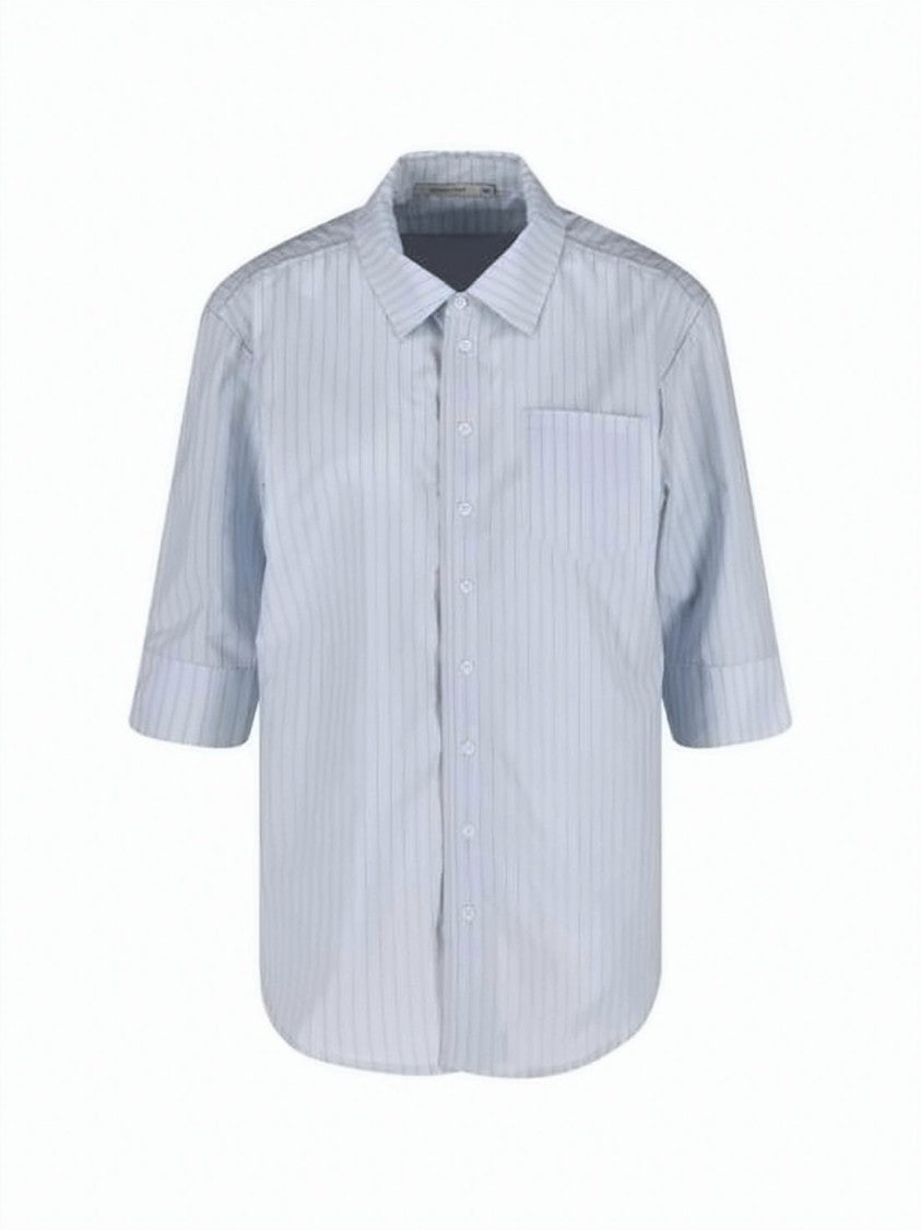 Paloma Wool Relaxed Fit Blue Pinstripe Shirt With Classic Collar