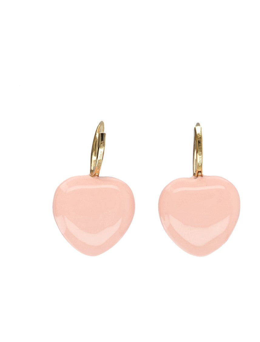 Valentino Garavani Heart-Shaped Enamel Earrings With Gold-Tone Vlogo Signature